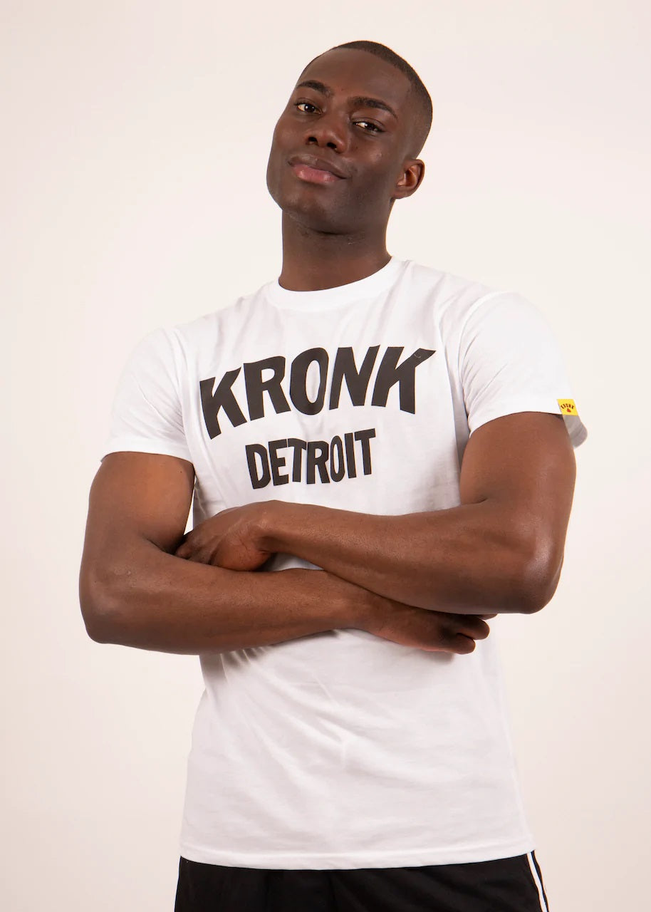 KRONK Detroit T Shirt White with Black Logo MJ s Menswear Derry