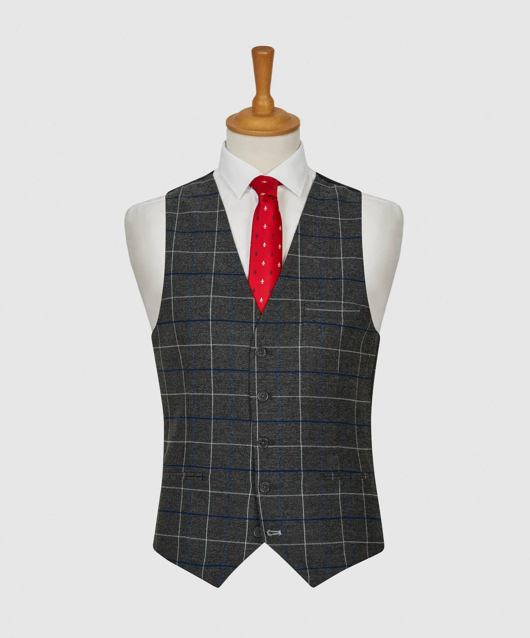 Bold check waistcoat grey