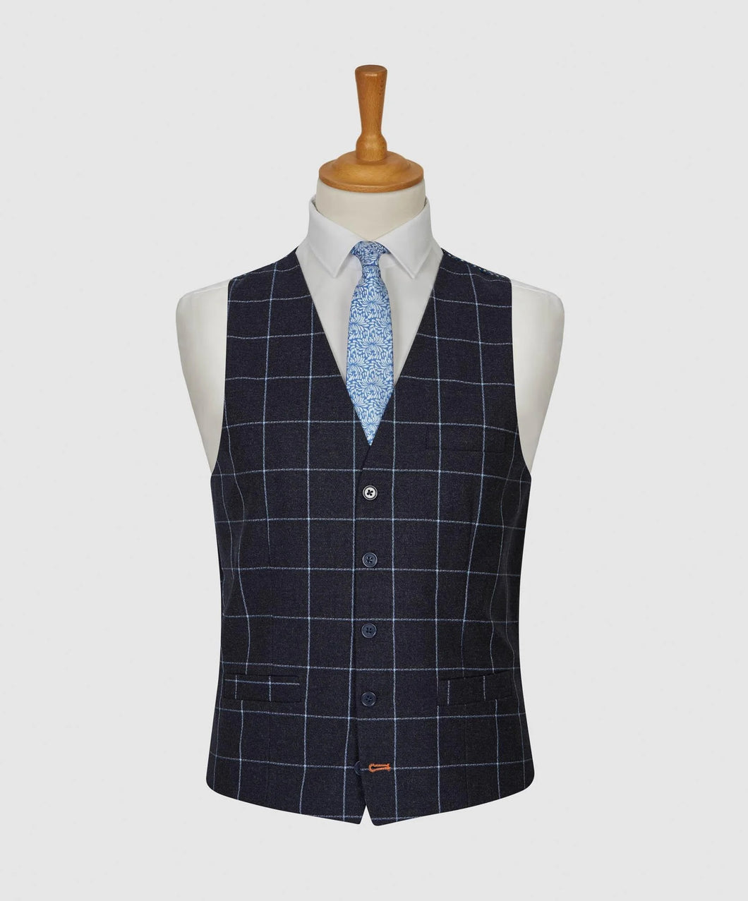 Bold check waistcoat navy