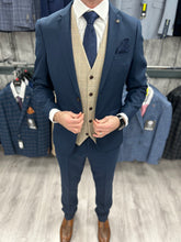 Load image into Gallery viewer, Calvin Blue 3 Piece with Holland waistcoat suit for hire
