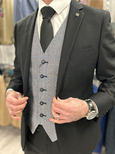 Load image into Gallery viewer, Parker black 2 piece with Arriga waistcoat suit for hire
