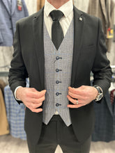 Load image into Gallery viewer, Parker black 2 piece with Arriga waistcoat suit for hire
