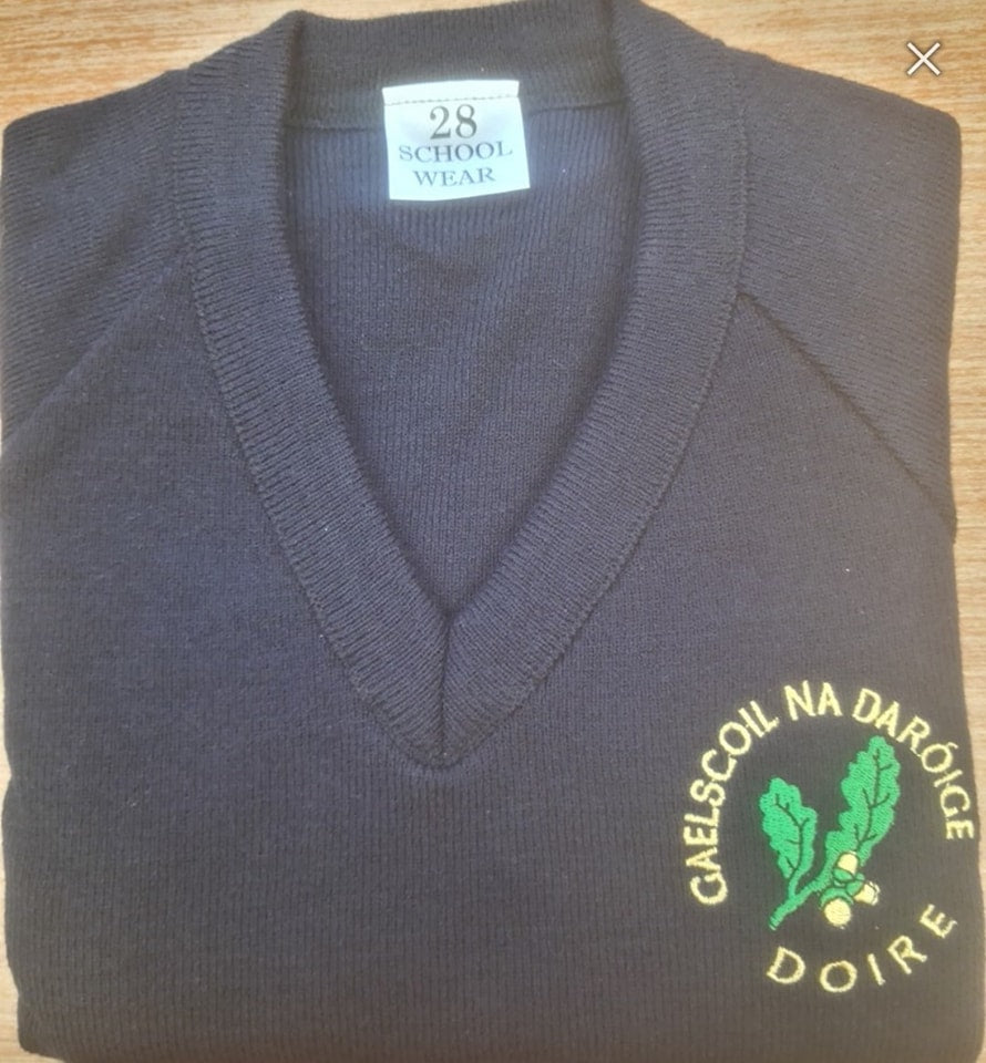 Gaelscoil na daróige PS Deerpark knitted navy v-neck jumper