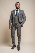 Load image into Gallery viewer, Power Grey Tweed 3 Piece Slim Fit Suit
