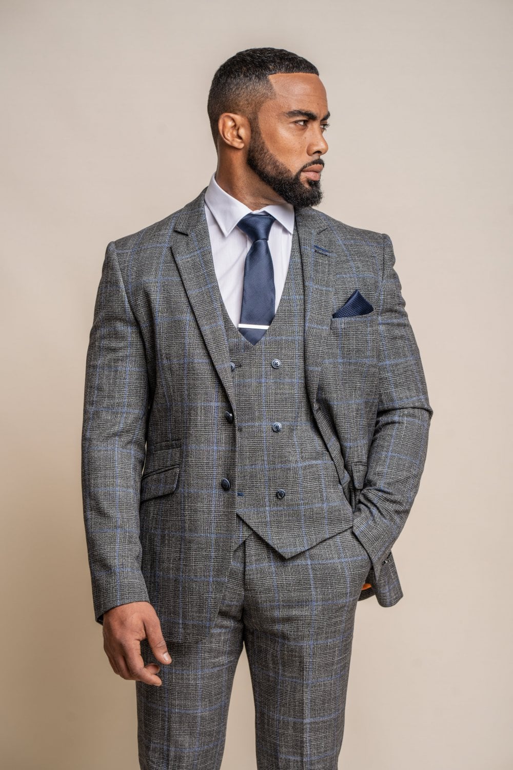 Power Grey Tweed 3 Piece Slim Fit Suit