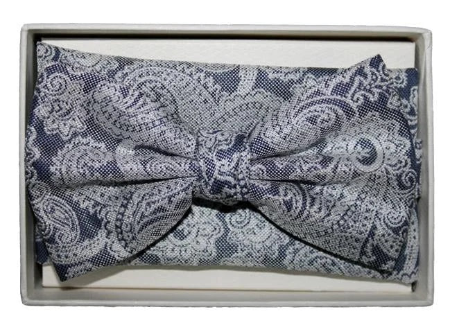 Slim Bow and hanky set floral navy and grey