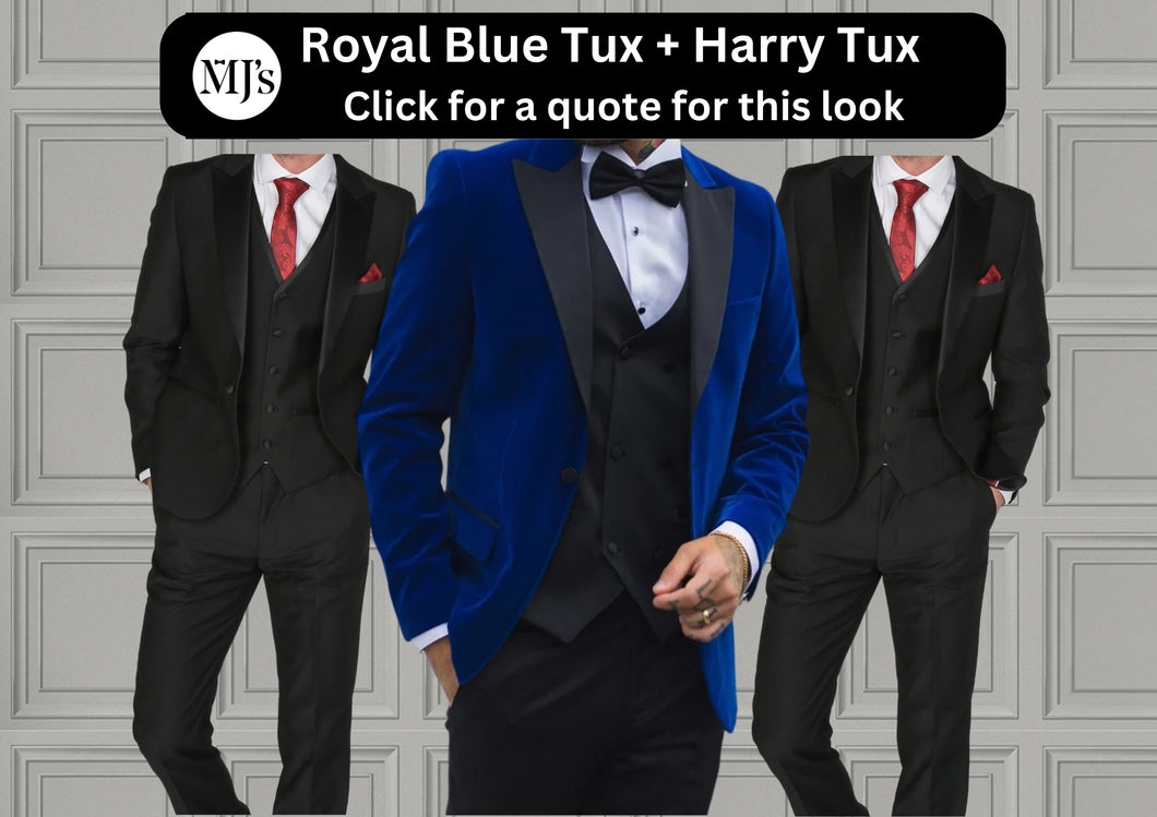 Royal Blue Velvet Tux + Harry Tux Wedding Quotation