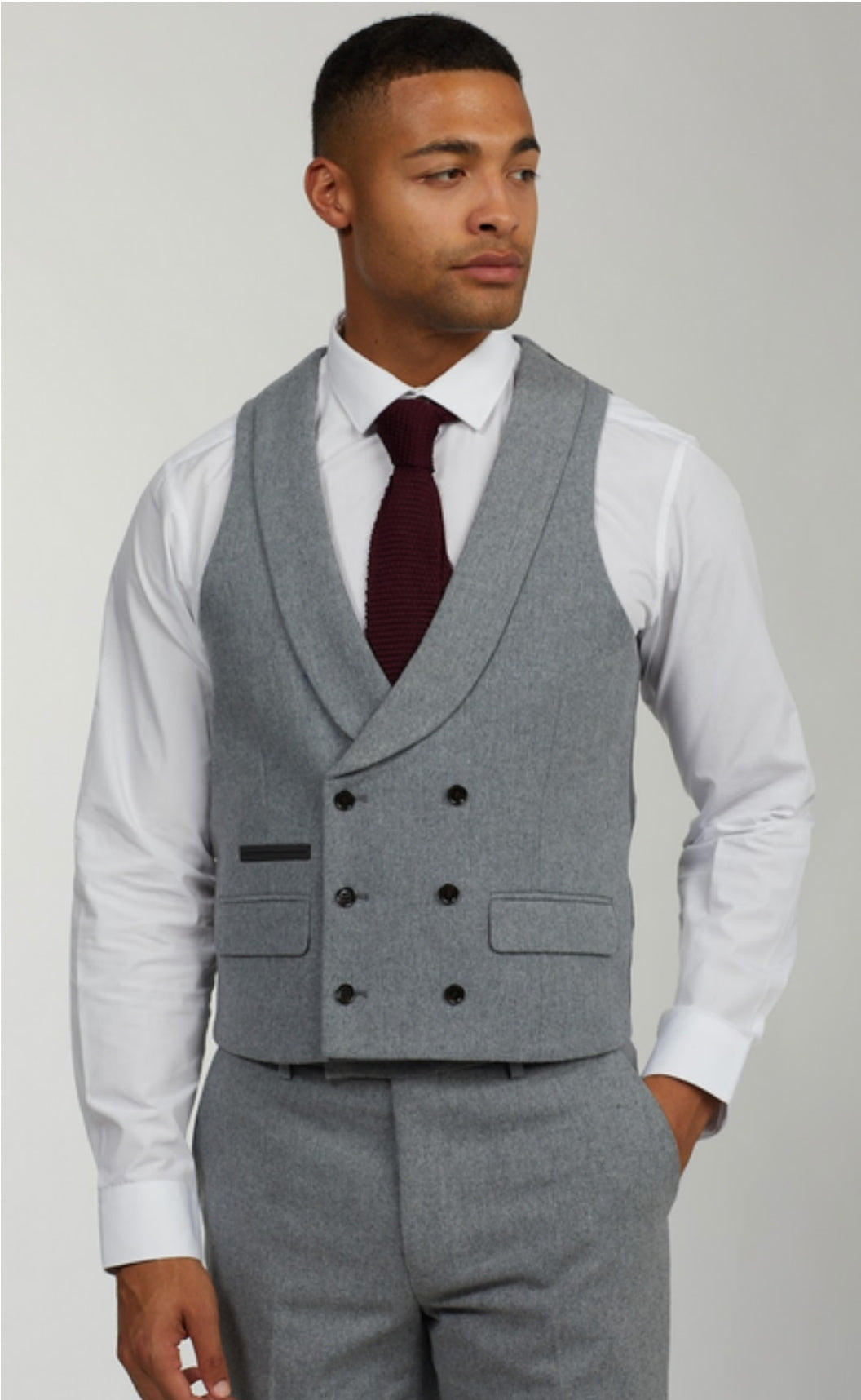 Reece Wool Tweed Three Piece Slim Fit Suit In Grey – MJ's Menswear ...