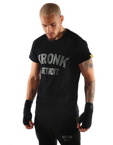 KRONK Detroit T Shirt Black with Charcoal print - MJ's Menswear Derry